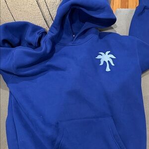 Pink Palm PuffVibrant Blue Hoodie with Palm Tree Design